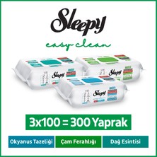 Sleepy Doğa Serisi Yüzey Temizlik Havlusu Mendili Çam+Okyanus+Dağ Esintisi 3x100 (300 Yaprak)