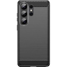 Microcase Samsung S26 Ultra ile Uyumlu Brushed Carbon Fiber Silikon Kılıf - Siyah AL3332