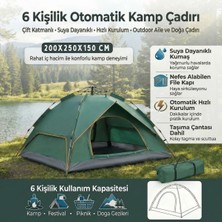 Alpotekno 6 Kişilik Otomatik Kamp Çadırı – Çift Katmanlı, Suya Dayanıklı, Hızlı Kurulum Outdoor Aile ve Doğa Çadırı 200x250x150 cm