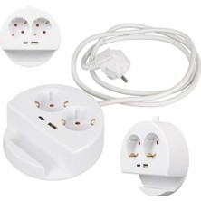 Mabeyn 2'li Telefon Standlı Grup Priz 1x Usb, 1x Type-C Girişli Topraklı Çoklu Ikili Priz 1.5 Metre Kablo Uzunluğu, Priz Çoğaltıcı 3680 Watt 16 Amper, USB Type-C Çıkış 5 Volt 2.4 Amper 12 Watt