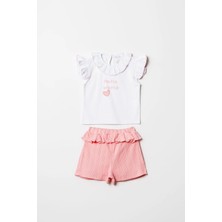 Hafy Baby "Hello World" Fırfır Yakalı Kız Bebek Şortlu Takım
