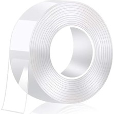 Mabeyn Şeffaf Çift Taraflı Bant – 3cm x 2m, Yıkanabilir, Güçlü Yapışkan, Iz Bırakmaz, Çok Amaçlı Sabitleyici Bant