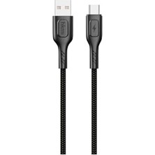 Mabeyn Knıt 2A Çıkış, Usb-A To Type-C Şarj ve Data Aktarım Kablosu, Örgü Tasarım, 1 Metre, Siyah