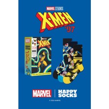 Happy Socks - Erkek Çok Renkli Marvel x - Men  3\'lü Çorap Hediye Seti