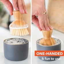 Mabeyn Full Bubble Bis Keramik Seifenspender & Scrubber Schwamm Set, Weiß, Grau/weiß, Dish Brush + Dispenser