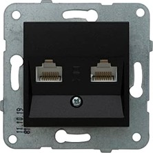 Mabeyn / Siyah Data+Nüm Cat6+Cat3 Mekanizma+Düğme Kapak