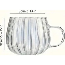 Mabeyn Life 2 Adet Ateşe Dayanıklı 400 ml Çizgili Cam Kupa Bardak MIT1100