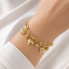 CM Jewelry Kalp Charm Bileklik – Gold Zincir Şık Kadın Model