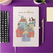Mabeyn Happy Birdday Not Defteri 13 cm x 21 cm Ölçülerinde, 100 Yaprak Çizgili Defter