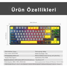 Mabeyn Ajazz K870T Pro Kablosuz Hot Swap Mekanik Oyun Klavyesi-Rgb - 10 Adet Switch, Tuş ve Switch Sökme Aparatı Hediyeli (K870T Pro Siyah - Blue Switch)