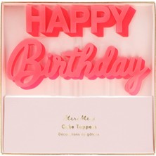 Mabeyn Happy Birthday Pembe Akrilik Pasta Süsü