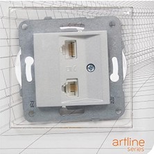 Mabeyn / Gümüş Data+Nümeris Cat6+Cat3 Mekanizma+Düğme Kapak