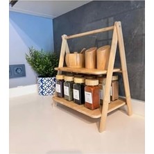 Mabeyn 2 Katlı Dikdörtgen Bambu Servis Sunum Seti Büyük Boy, Kuru Pasta, Kurabiye ve Kek Sunumları Için Büyük Boy (38CM-30CM-22.5CM)