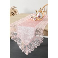Mabeyn Favora Güpürlü Kadife Runner - Pembe