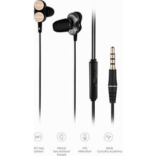 Mabeyn EH102 Kablolu 3.5mm Jacklı Mikrofonlu Kulak Içi Kulaklık - Çift Sürücülü, Sağlam Kablo Yapısı, Spor, Iş, Oyun Için, Evrensel Uyum, Dahili Hd Net Ses, Dual Driver Mikrofon Siyah