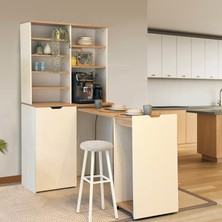 Maq Home Folda Katlanabilir Masalı Kahve Köşesi 2 Tabureli Dolap Seti - Karina / Sedef