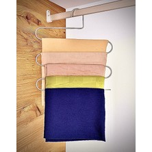 Mabeyn S Kancalı Metal Pantolon Askısı, 5 Katlı, 2'li Set, Gümüş Renk