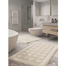 Pamuk Tufting 2'li Klozet Takımı , Banyo Seti , Banyo Paspas Seti , Su Emici,petek Desen