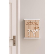 Elifeshop Ahşap Anahtar Tasarımlı Home Sweet Home Anahtar Askısı Welcome Detaylı Duvar Organizer 28 cm