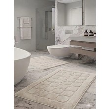 Pamuk Tufting 2'li Klozet Takımı , Banyo Seti , Banyo Paspas Seti , Su Emici,petek Desen