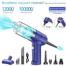 Mabeyn Araba Süpürgesi Dahili Işıklı Taşınabilir Kablosuz, Şarj Edilebilir Süpürge, 18000 Pa Yüksek Güçlü Fırçasız Motor, 4000MAH, Ev, Ofis, Bilgisayar Için Çoklu Başlıklı LT-145 Lacivert