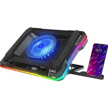 Mabeyn S49 Cyclone Laptop Notebook Soğutucu Stand Rgb Renkli Oyunculara Özel 2 USB Port 140MM Fan 14-19INÇ