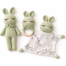 El Yapımı Organik Pamuk Amigurumi Tavşan 3’lü Set Bebek Hediyesi Uyku Arkadaşı