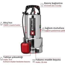 Mabeyn Kirli Suyu Pompası Gc-Dp 7035 N Eco Plus (700 W, 19.000 L/sa Dağıtım Hızı, Maks. 8 M Çıkış Yüksekliği, Eco Plus Teknolojisi, Kir Parçacıkları Maks. 35 Mm, Şamandıra Anahtarı)