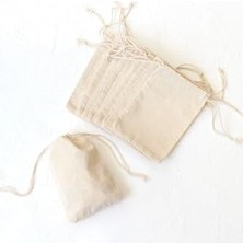 Mabeyn Bağcıklı Krem Ham Bez Kese, 10X15 cm 10 Adet