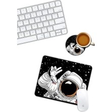 Mabeyn Astronot ve Uzay Temalı Mouse Pad ve Bardak Altlığı Set