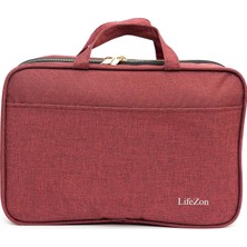 Mabeyn Makyaj Seyahat Çantası Bavul Düzenleyici Makyaj Bavulu Çanta Kozmetik Bakım Çantası (Bordo)