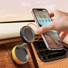 Mabeyn Manyetik Araç Telefon Tutucu 360° Döner Başlık – Mekanik Vakumlu Güçlü Sabitleme, Silikon Kaymaz Tutuş, Mag-Safe Uyumlu, Tüm Serisi ile Uyumlu, Araç Içi Telefon Stand, Siyah