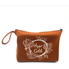 As Gift Kişiye Özel Kahverengi Makyaj Çantası