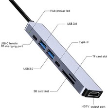 Mabeyn CH-13C Uyumlu Type-C To 2* USB 3.0 Sd Tf 4K Hd 1080P HDMI Pd Kart Okuyucu Çevirici Hub Adaptör