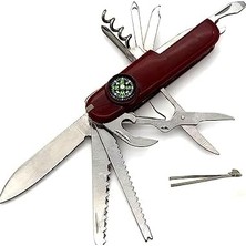 Mabeyn 14 Fonksiyonlu Pusulalı Çok Amaçlı Cep Çakısı Bordo