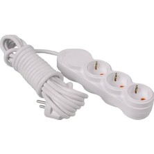 Mabeyn 3lü 2 Metre Grup Priz Uzatma Kablosu, Çocuk Korumalı, Klemensli Topraklı Priz - 3500 Watt, 16 Amper, 250 Volt, Beyaz Renk (2 Metre)