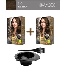 Maxx Deluxe 2'li Paket Beauty Expert Set Boya 5.0 Açık Kahve, Boya Tası ve Fırça Hediye!