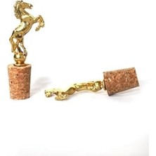 Mabeyn Altın Şahlanan At Figürlü 2 Adet Mantar Tıpa - Şarap Yağdanlık Şişe