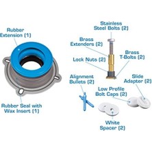 Mabeyn Danco Hepsi Bir Arada Tuvalet Kurulum Kiti | Mükemmel Mühür Halkası ve Sıfır Kesim Cıvatalar | Tuvalet Tamiri | Balmumsuz | Montaj Tuvalet Cıvataları (10879X), Mavi