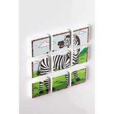 Mabeyn Manyetik Blok Çift Taraflı 9 Parçalı Mıknatıslı Puzzle 2 Görsel Aslan-Zebra Yapboz