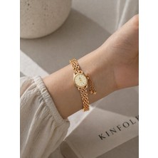 Boris Accessory Kadın Altın Renk Minimal Yuvarlak Kasa Yıldız Charm Kol Saati