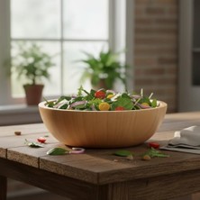 Mabeyn Doğal Bambu Salata Kasesi – 20CM & 25CM Çap Seçenekli El Yapımı Derin Ahşap Servis ve Karıştırma Kasesi | Meyve, Makarna, Çerez Sunumu | Çevre Dostu Mutfak ve Sofra Aksesuarı (Büyük Boy)