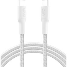 Mabeyn Eco Örgülü Usb-C - Usb-C Kablosu, 2 M, 240 W, Yumuşak, Esnek Hızlı Şarj Kablosu, 16, Galaxy S25, 9, Macbook, iPad Pro ve Daha Fazlası Için Tip-C Şarj Kablosu - Beyaz (Usb 2.0)