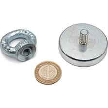 Mabeyn 48MM Çok Güçlü Deniz Mıknatısı - Fishing Magnet - Daimi Çelik Mıknatıs - Halkalı Pot Mıknatıs - Nikel Kaplı - Paslanmaz - Kararma Yapmaz - Tuzlu Suya Dayanıklı (Ø48 mm (60KG))