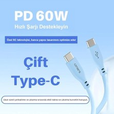 Mabeyn Type-C To Type-C Silikon Pd Hızlı Şarj Kablosu Mavi