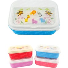 Mabeyn Çocuk Desenli 2 Bölmeli Beslenme Kutusu, 1 Lt Kapasiteli, Çok Renkli, Kaşık Çatal Kutu Seti