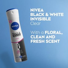 Mabeyn Kadın Sprey Deodorant Black&white Invisible Clear 200 Ml, 72 Saat Anti-Perspirant Koruma, Ekonomik Boy