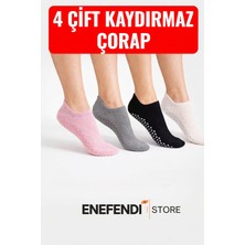 NF ND ENEFENDİ 4 Çift Kaydırmaz Unisex Yoga, Pilates, Tavaf Çorabı | Spor Patik Çorap Pembe |Gri |Siyah|Ekru 36-40