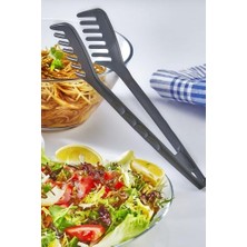 Mabeyn Porselen Diyarı Pratik Yanmaz Yapışmaz Yüksek Isıya Dayanıklı Sert Plastik Makarna ve Salata Servis Maşası Siyah