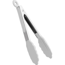 Mabeyn Beyaz Silikon Uçlu Mutfak Maşası - 23 Cm, Asma Kilit Sistemli Paslanmaz Çelik Sap, Kolay Kavrama, Mangal, Salata, Makarna, Barbekü, Kamp Için Uygun